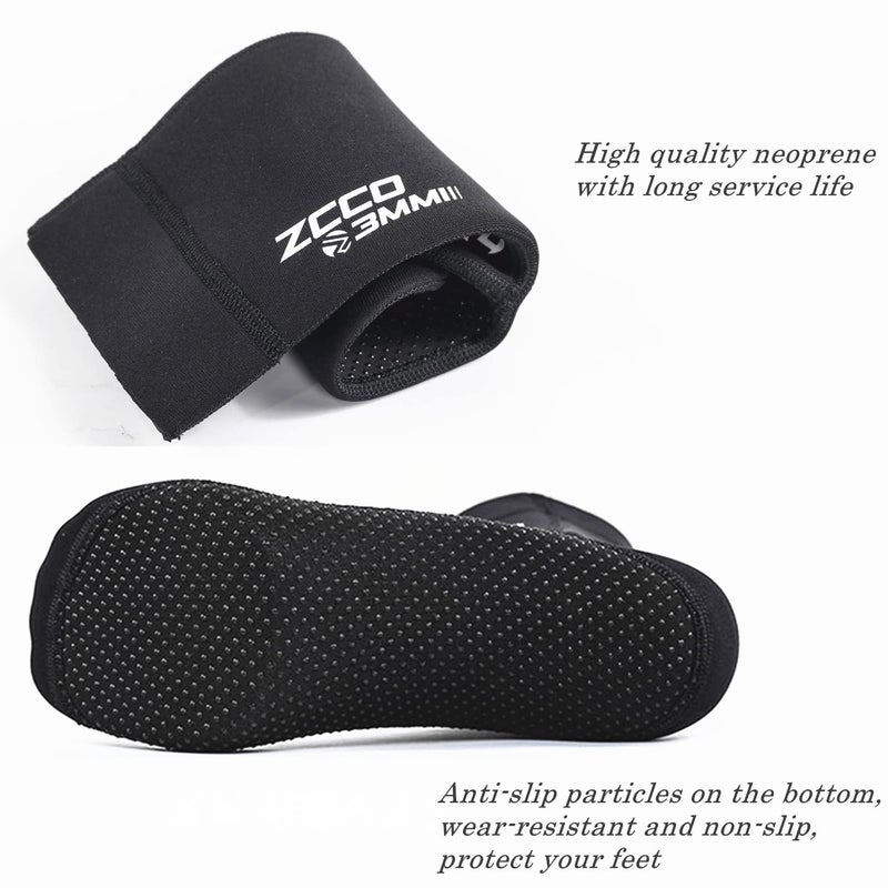 ZCCO 3mm Neoprene Diving Socks, Anti-Slip Beach Water Socks for Men Women Youth, Swim for Diving, Snorkeling, Surfing, Kayaking, Swimming Water Sports (Black, S) - Image 2